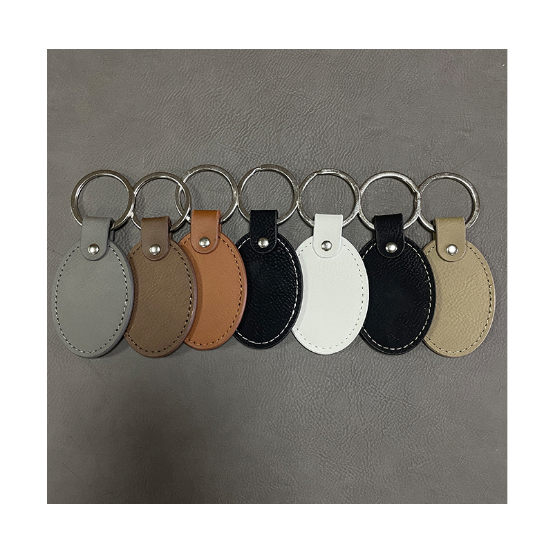 Laserable Leatherette Oval Keychains with Oiled Edge Laserable Leatherette Oval Keychains with Oiled Edge