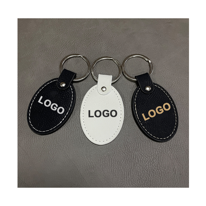 Laserable Leatherette Oval Keychains with Oiled Edge Laserable Leatherette Oval Keychains with Oiled Edge