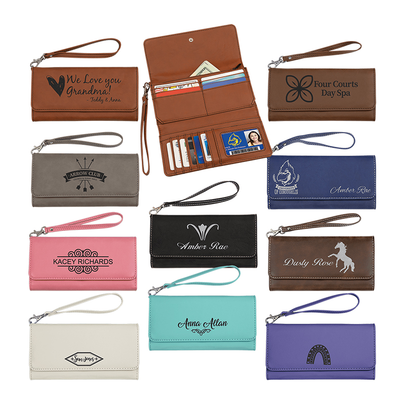 Laserable Leatherette Wallet with Strap Laserable Leatherette Wallet with Strap