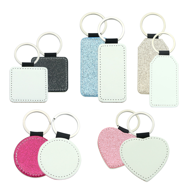 Sublimation Glittering Leatherette Rectangle Keychain - Single Sided Printing Sublimation Glittering Leatherette Rectangle Keychain - Single Sided Printing