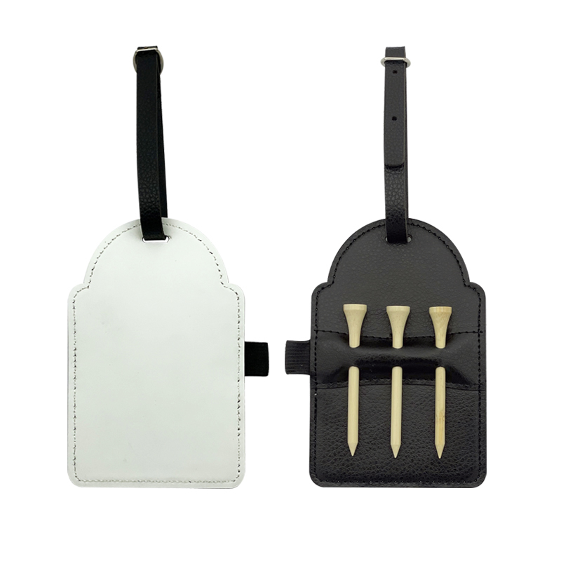 Sublimation Leatherette Golf Bag Tag with 3 Wooden Tees Sublimation Leatherette Golf Bag Tag with 3 Wooden Tees
