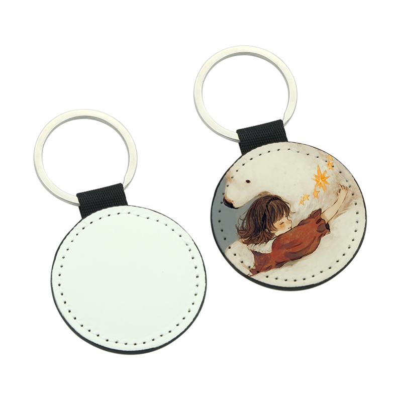Sublimation Pu Leather Round Keyring - Double Sided Printing Sublimation Pu Leather Round Keyring - Double Sided Printing