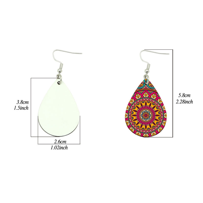 Sublimation PU Leather Earring Drop Shape (pair) Sublimation PU Leather Earring Drop Shape (pair)