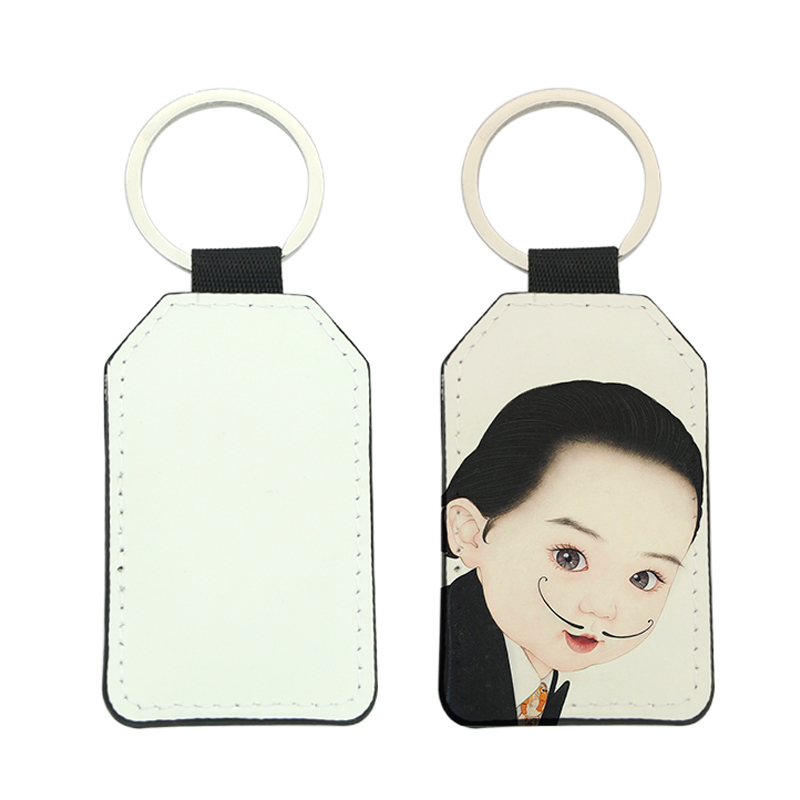 Sublimation PU Leather Rectangle Keyring - Double Sided Printing Sublimation PU Leather Rectangle Keyring - Double Sided Printing