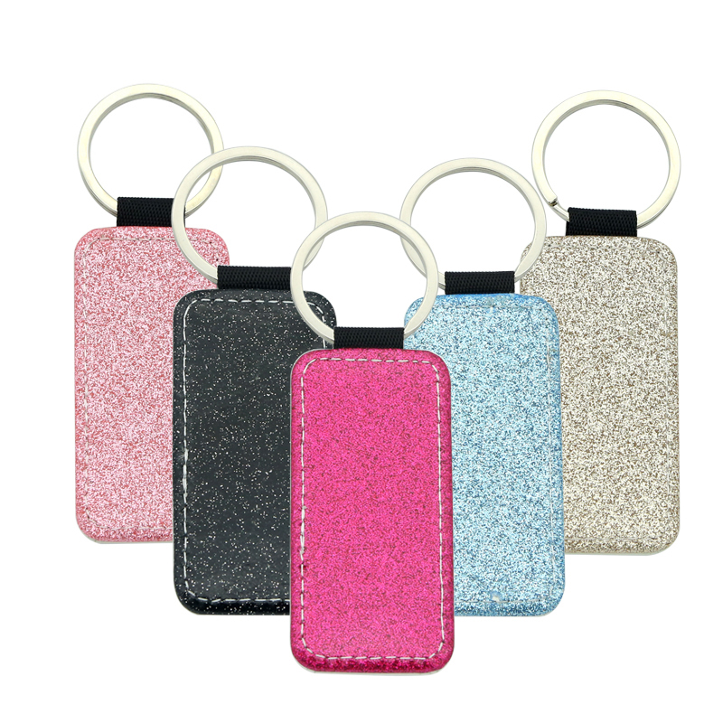 Sublimation Glittering Leatherette Rectangle Keychain - Single Sided Printing Sublimation Glittering Leatherette Rectangle Keychain - Single Sided Printing