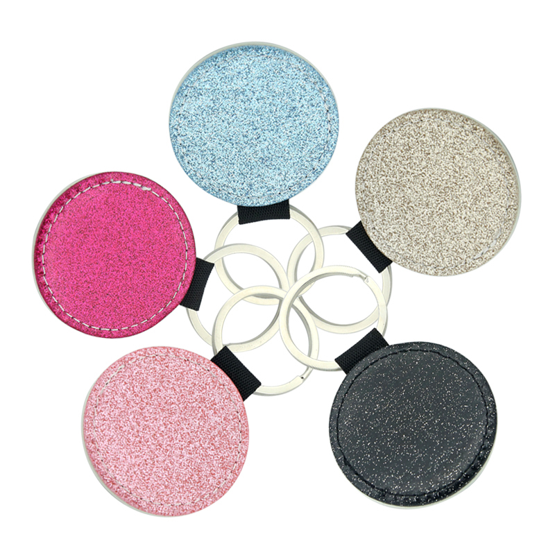 Sublimation Glittering Leatherette Round Keychain - Single Sided Printing