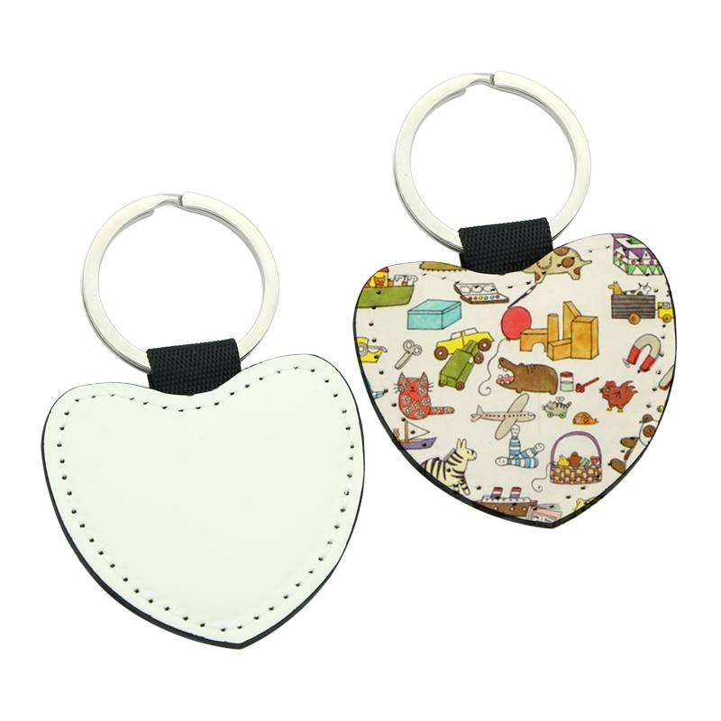 Sublimation PU Leather Heart Keyring - Double Sided Printing Sublimation PU Leather Heart Keyring - Double Sided Printing