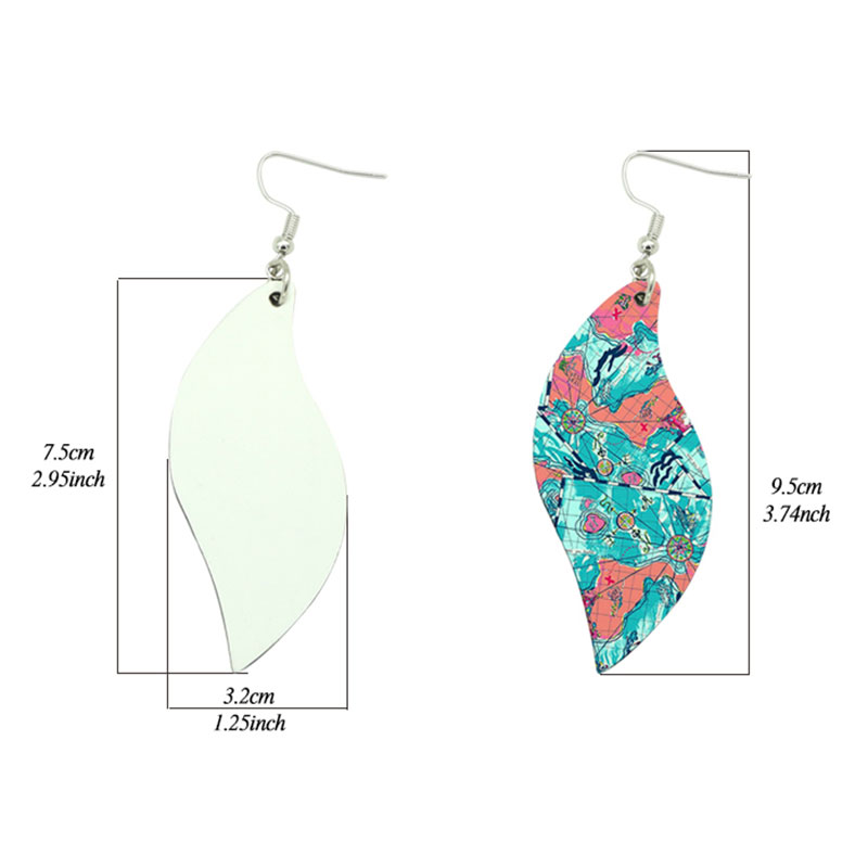 Sublimation PU Leather Earring Leaf Shape(pair) Sublimation PU Leather Earring Leaf Shape(pair)