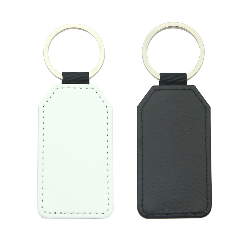 Sublimation PU Leather Rectangle with Trapezoidal Corners Keyring - Single Sided Printing Sublimation PU Leather Rectangle with Trapezoidal Corners Keyring - Single Sided Printing