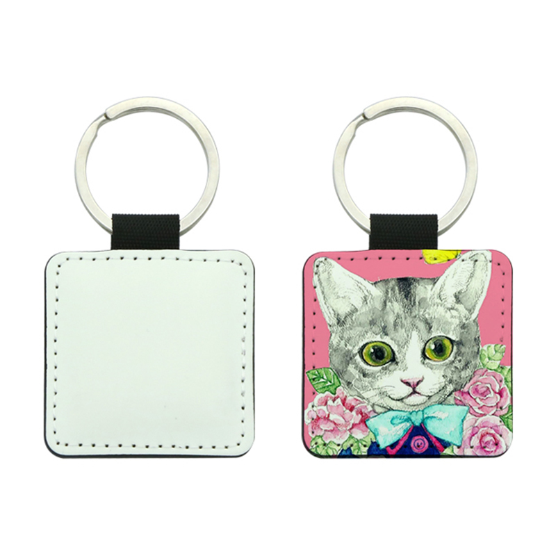 Sublimation PU Leather Square Keyring - Double Sided Printing Sublimation PU Leather Square Keyring - Double Sided Printing