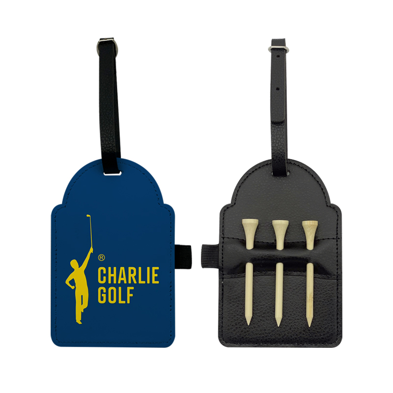 Sublimation Leatherette Golf Bag Tag with 3 Wooden Tees Sublimation Leatherette Golf Bag Tag with 3 Wooden Tees