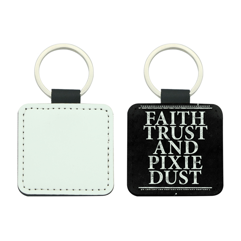 Sublimation PU Leather Square Keyring - Double Sided Printing Sublimation PU Leather Square Keyring - Double Sided Printing