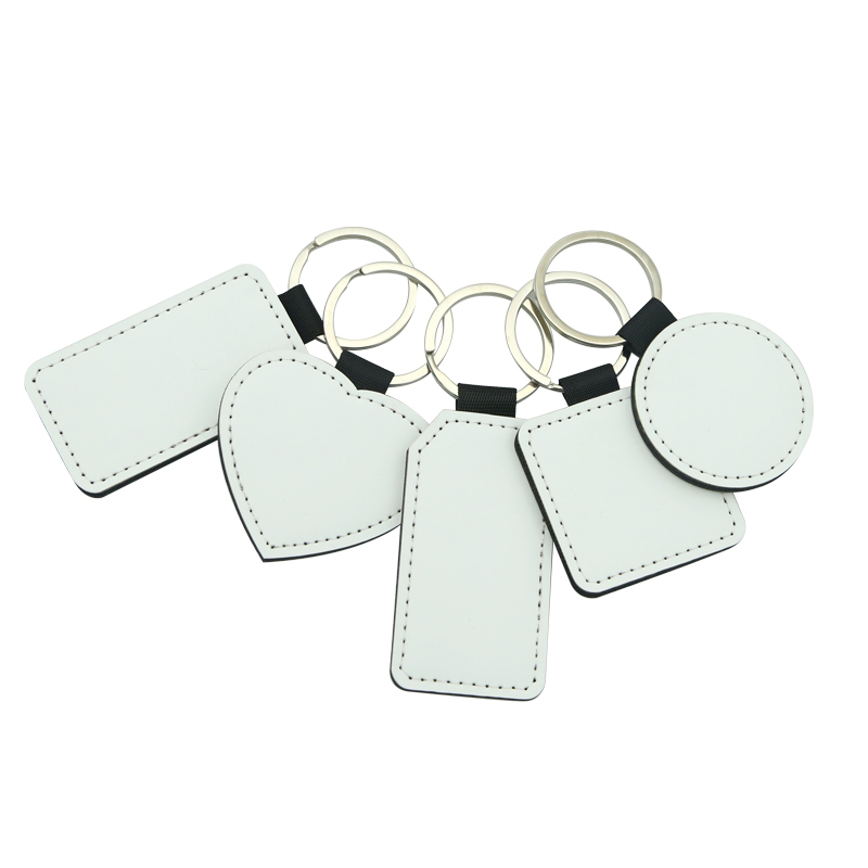 Sublimation PU Leather Rectangle with Trapezoidal Corners Keyring - Single Sided Printing Sublimation PU Leather Rectangle with Trapezoidal Corners Keyring - Single Sided Printing