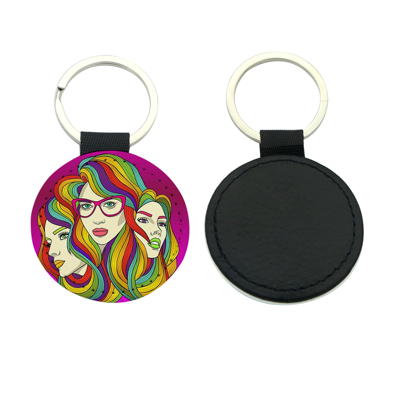 Sublimation PU Leather Round Keyring - Single Sided Printing Sublimation PU Leather Round Keyring - Single Sided Printing