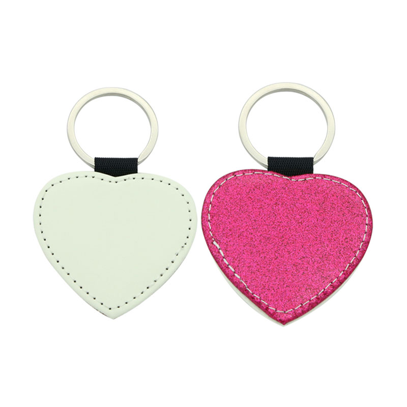 Sublimation Glittering Leatherette Heart Keychain - Single Sided Printing Sublimation Glittering Leatherette Heart Keychain - Single Sided Printing