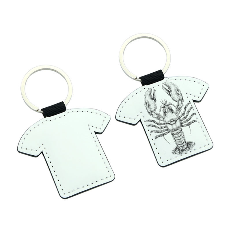 Sublimation PU Leather T-shirt Shape Keyring - Double Sided Printing Sublimation PU Leather T-shirt Shape Keyring - Double Sided Printing