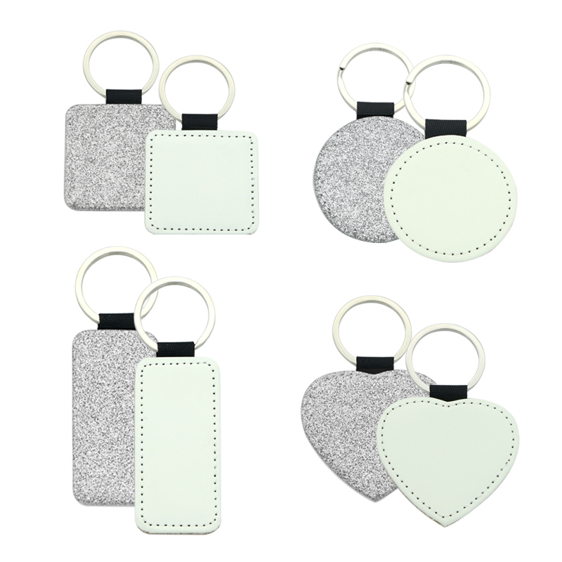 Sublimation Glittering Leatherette Rectangle Keychain - Single Sided Printing Sublimation Glittering Leatherette Rectangle Keychain - Single Sided Printing