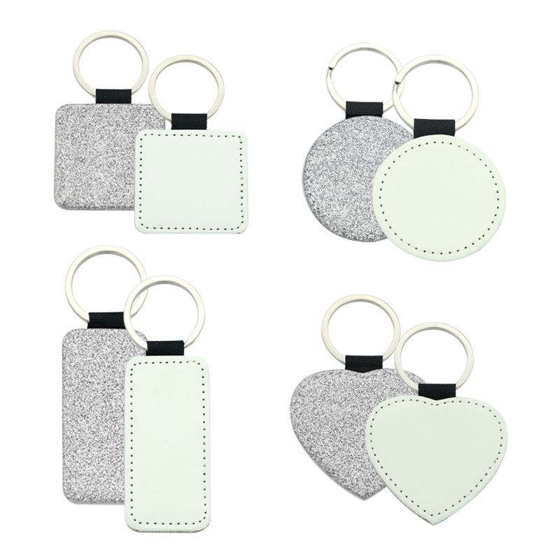 Sublimation Glittering Leatherette Square Keychain - Single Sided Printing Sublimation Glittering Leatherette Square Keychain - Single Sided Printing