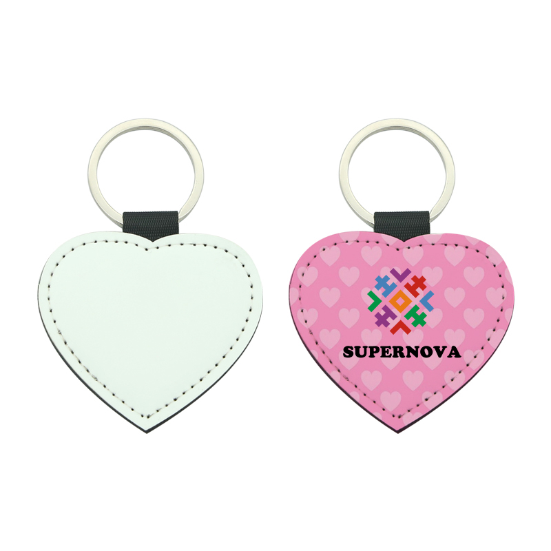 Sublimation PU Leather Heart Keyring - Double Sided Printing