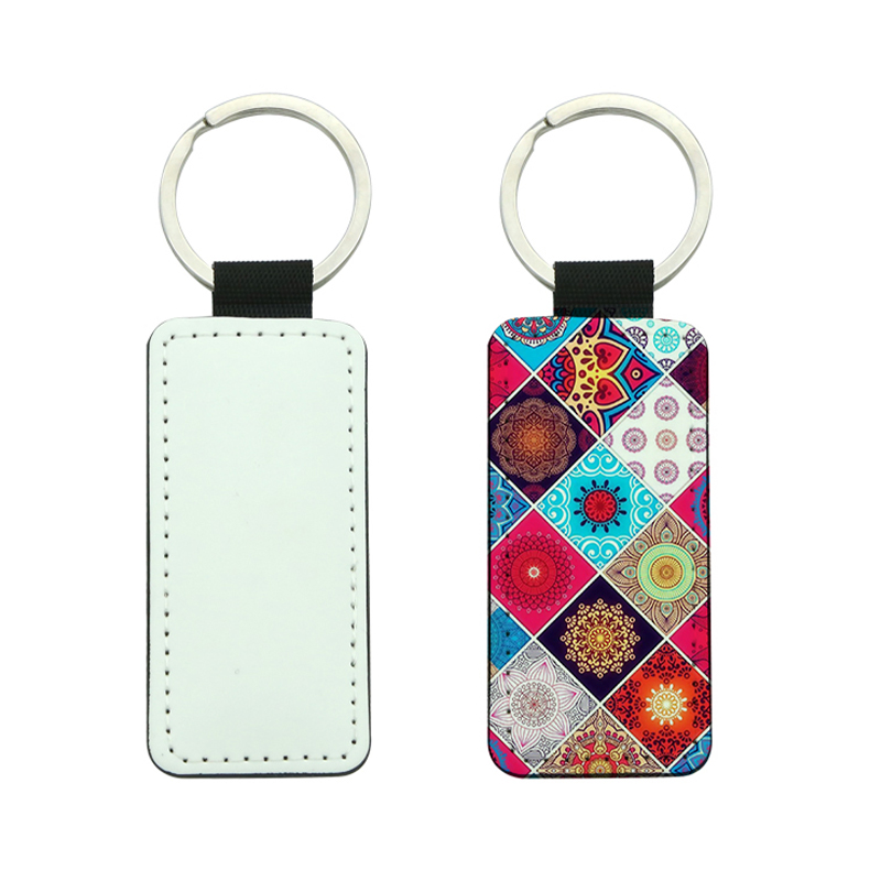Sublimation PU Leather Rectangle Keyring - Double Sided Printing Sublimation PU Leather Rectangle Keyring - Double Sided Printing