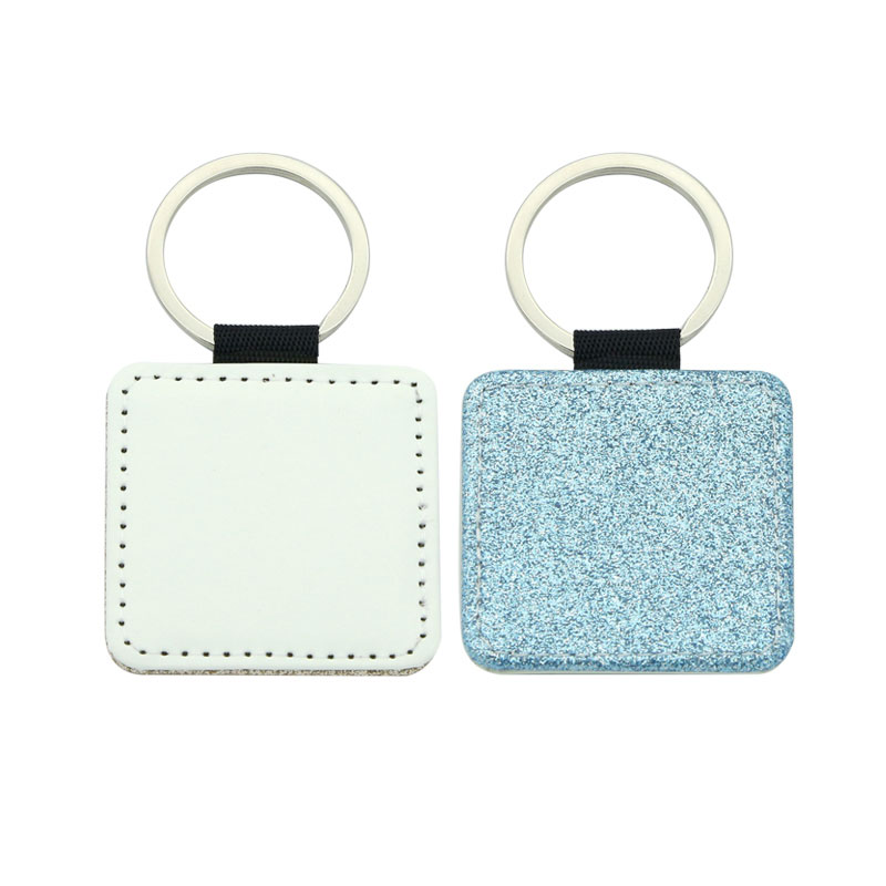 Sublimation Glittering Leatherette Square Keychain - Single Sided Printing Sublimation Glittering Leatherette Square Keychain - Single Sided Printing