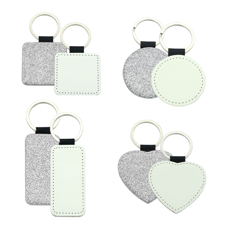 Sublimation Glittering Leatherette Heart Keychain - Single Sided Printing Sublimation Glittering Leatherette Heart Keychain - Single Sided Printing