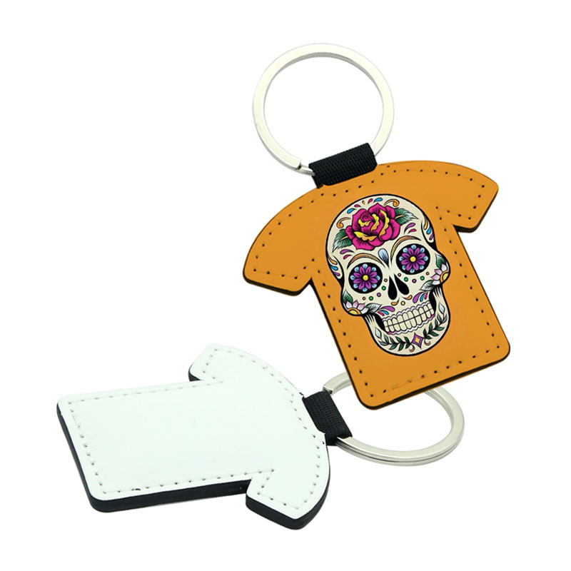 Sublimation PU Leather T-shirt Shape Keyring - Double Sided Printing