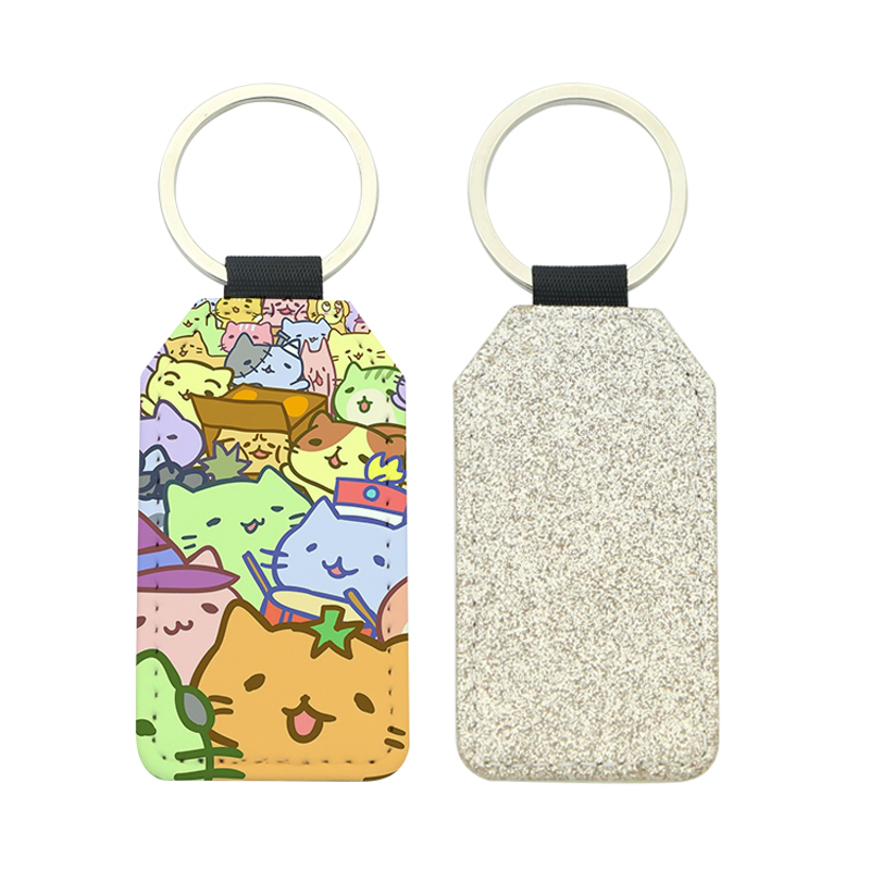 Sublimation Glittering Leatherette Rectangle Keychain - Single Sided Printing Sublimation Glittering Leatherette Rectangle Keychain - Single Sided Printing