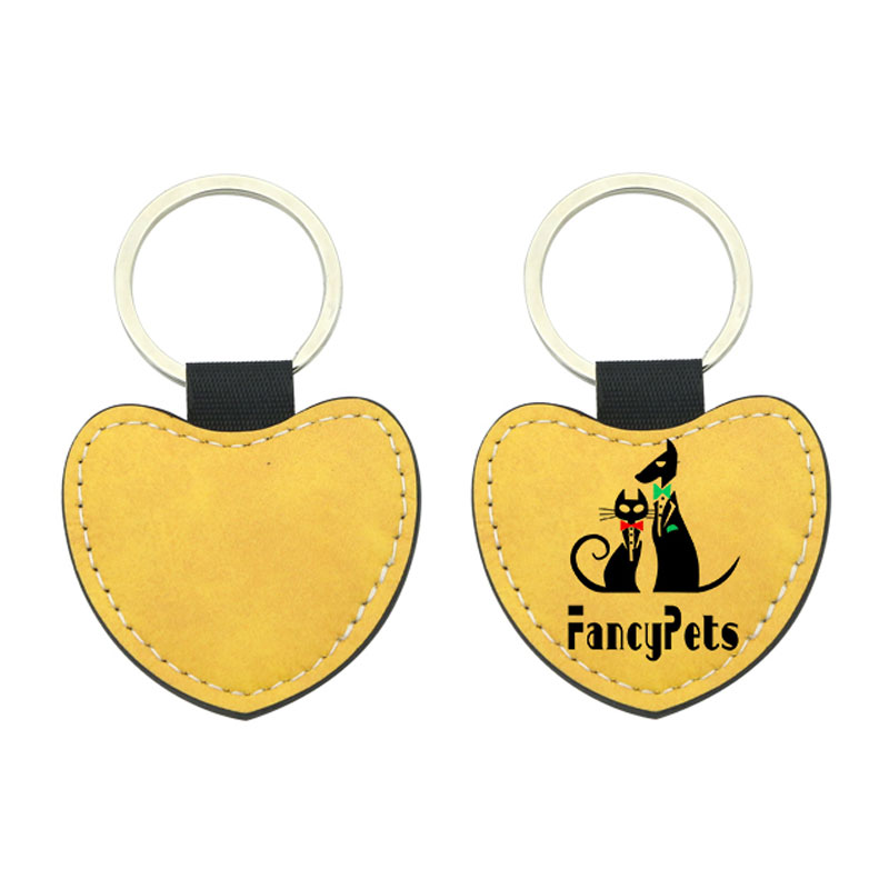 Sublimation PU Leather Heart Keyring - Single Sided Printing Sublimation PU Leather Heart Keyring - Single Sided Printing