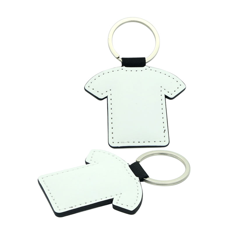 Sublimation PU Leather T-shirt Shape Keyring - Double Sided Printing Sublimation PU Leather T-shirt Shape Keyring - Double Sided Printing