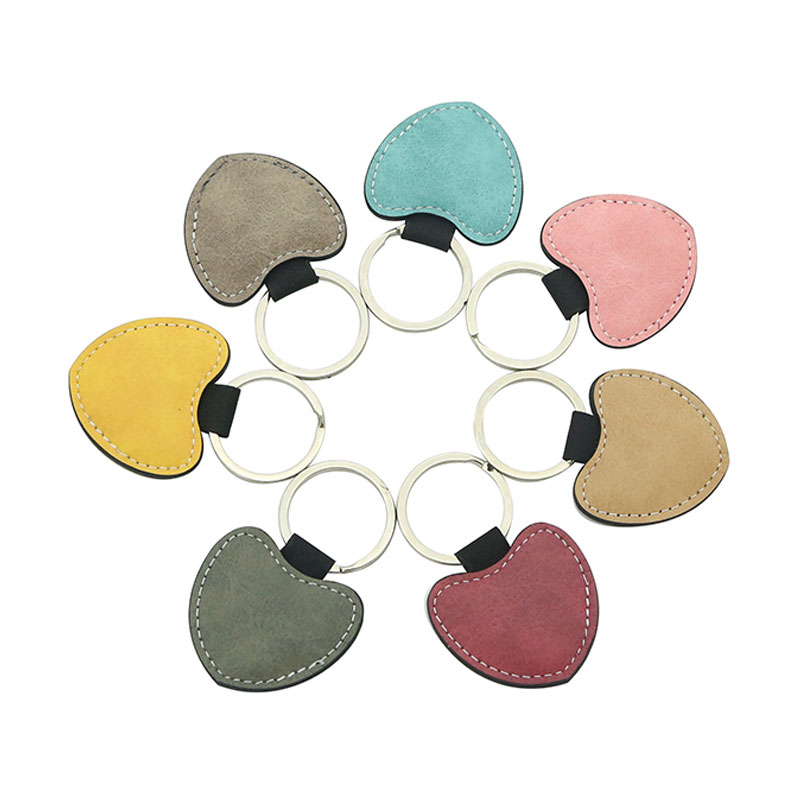 Sublimation PU Leather Heart Keyring - Single Sided Printing