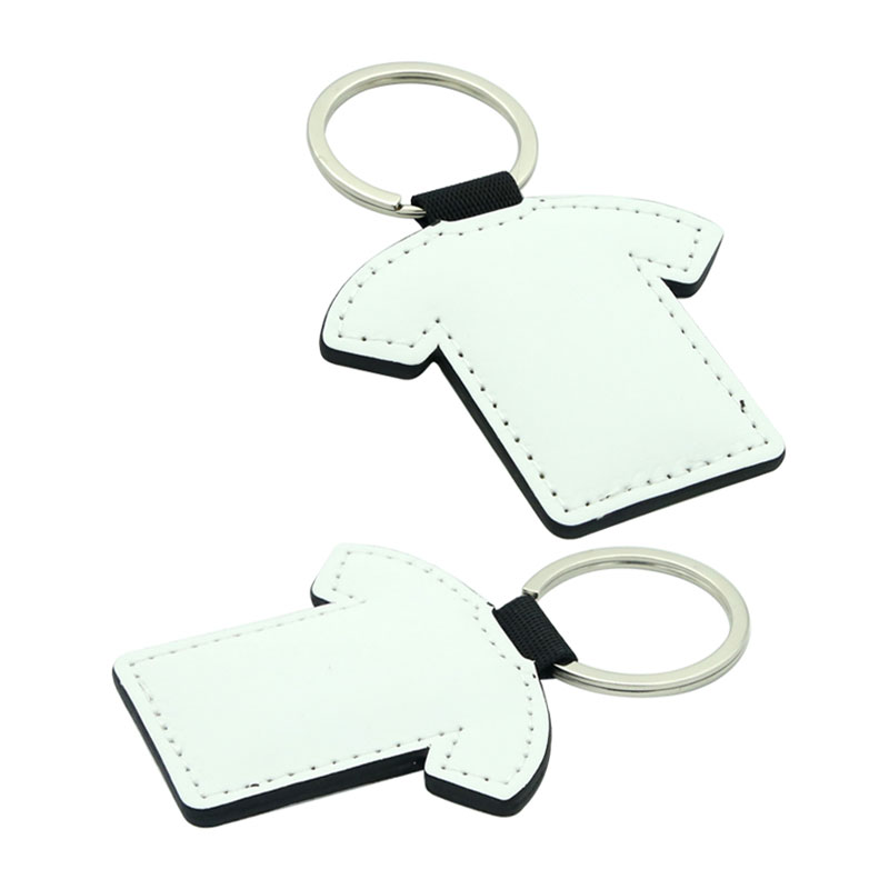 Sublimation PU Leather T-shirt Shape Keyring - Double Sided Printing Sublimation PU Leather T-shirt Shape Keyring - Double Sided Printing