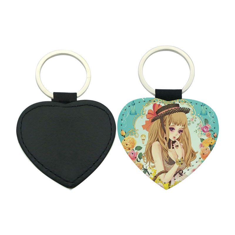 Sublimation PU Leather Heart Keyring - Single Sided Printing Sublimation PU Leather Heart Keyring - Single Sided Printing