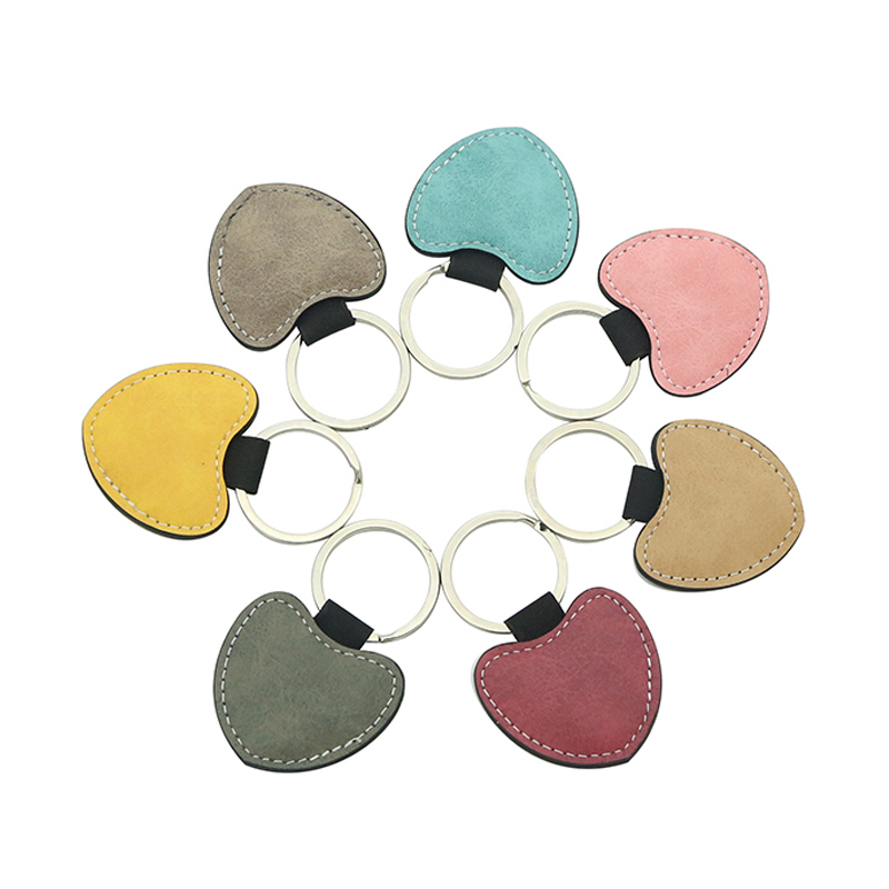Sublimation PU Leather Heart Keyring - Double Sided Printing Sublimation PU Leather Heart Keyring - Double Sided Printing
