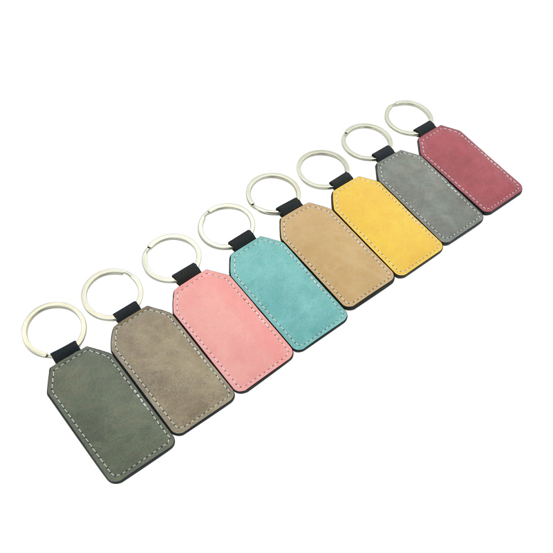 Sublimation PU Leather Rectangle with Trapezoidal Corners Keyring - Single Sided Printing Sublimation PU Leather Rectangle with Trapezoidal Corners Keyring - Single Sided Printing