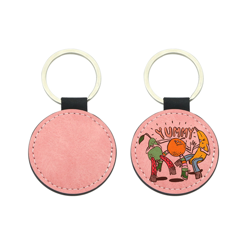 Sublimation Pu Leather Round Keyring - Double Sided Printing Sublimation Pu Leather Round Keyring - Double Sided Printing