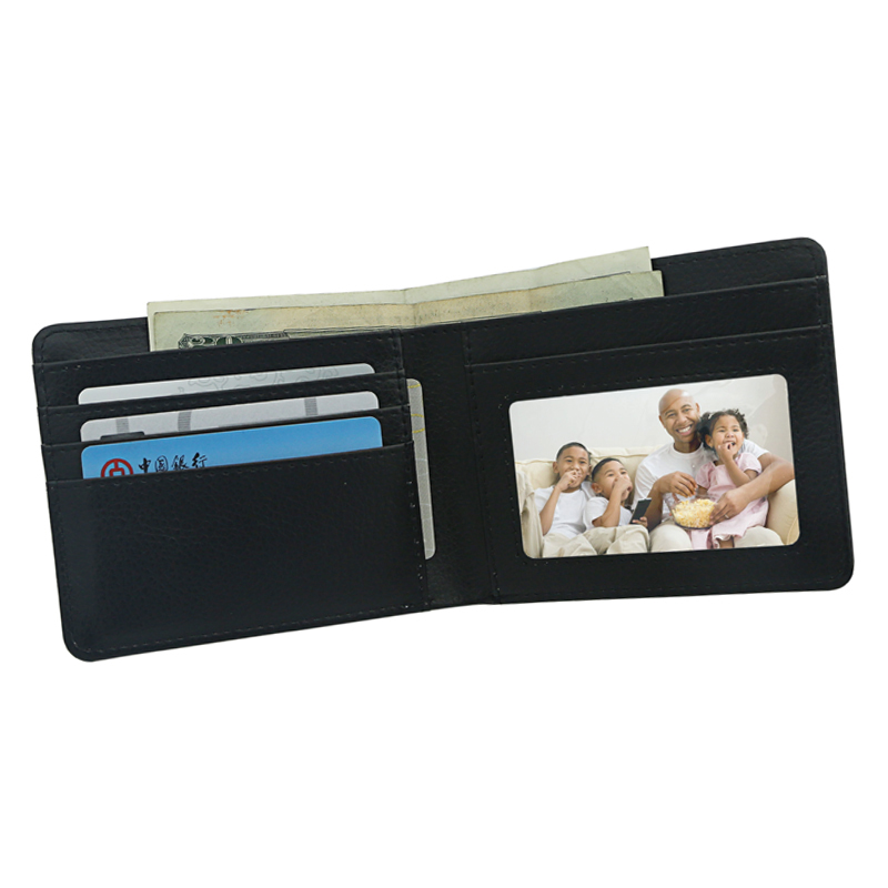 Men's Sublimation Leatherette Bi-Fold Wallet with Photo Window