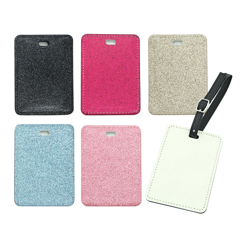 Sublimation Glitter Leather Luggage Tag-Single Side Printable Sublimation Glitter Leather Luggage Tag-Single Side Printable