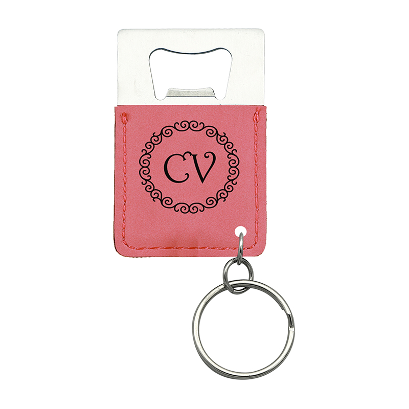 Laserable Leatherette Rectangle Bottle Opener Keychain Laserable Leatherette Rectangle Bottle Opener Keychain