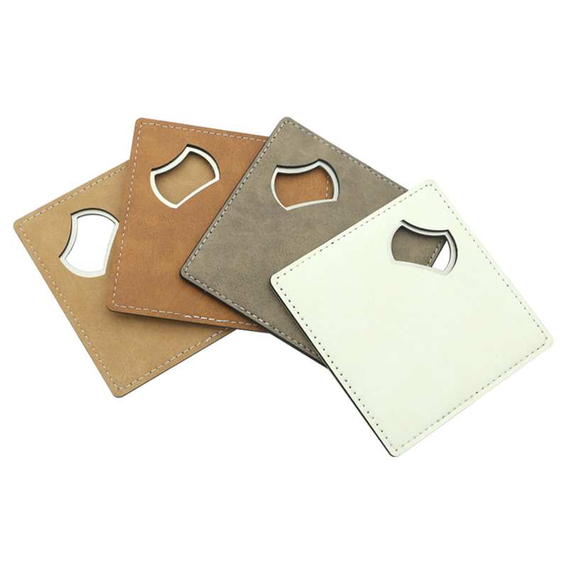 Sublimation Leatherette Stainless Steel Bottle Opener Coaster