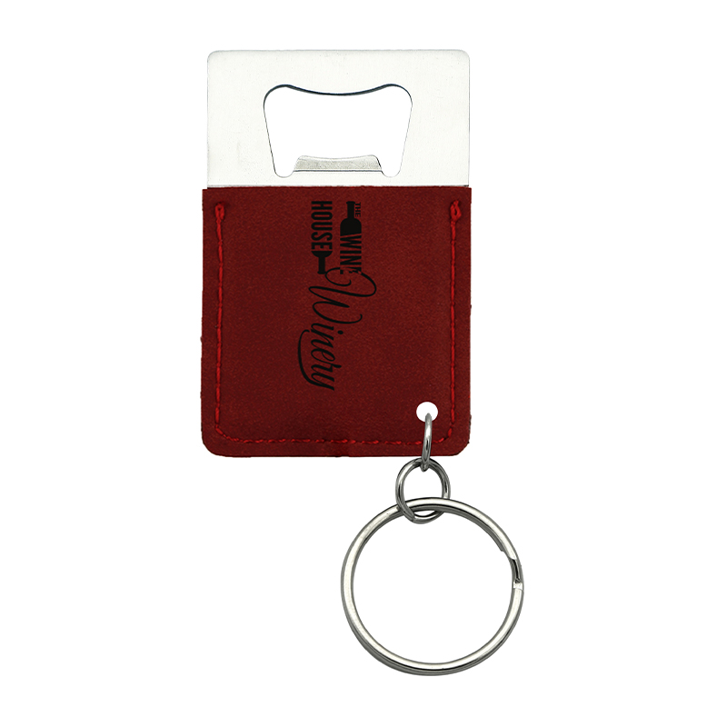 Laserable Leatherette Rectangle Bottle Opener Keychain Laserable Leatherette Rectangle Bottle Opener Keychain