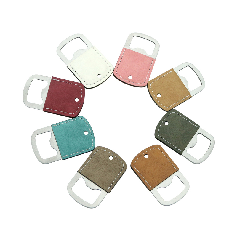 Sublimation Leatherette Stainless Steel Bottle Opener Keychain