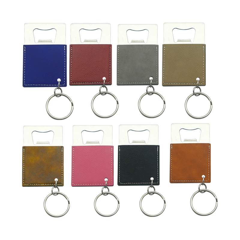 Laserable Leatherette Rectangle Bottle Opener Keychain Laserable Leatherette Rectangle Bottle Opener Keychain